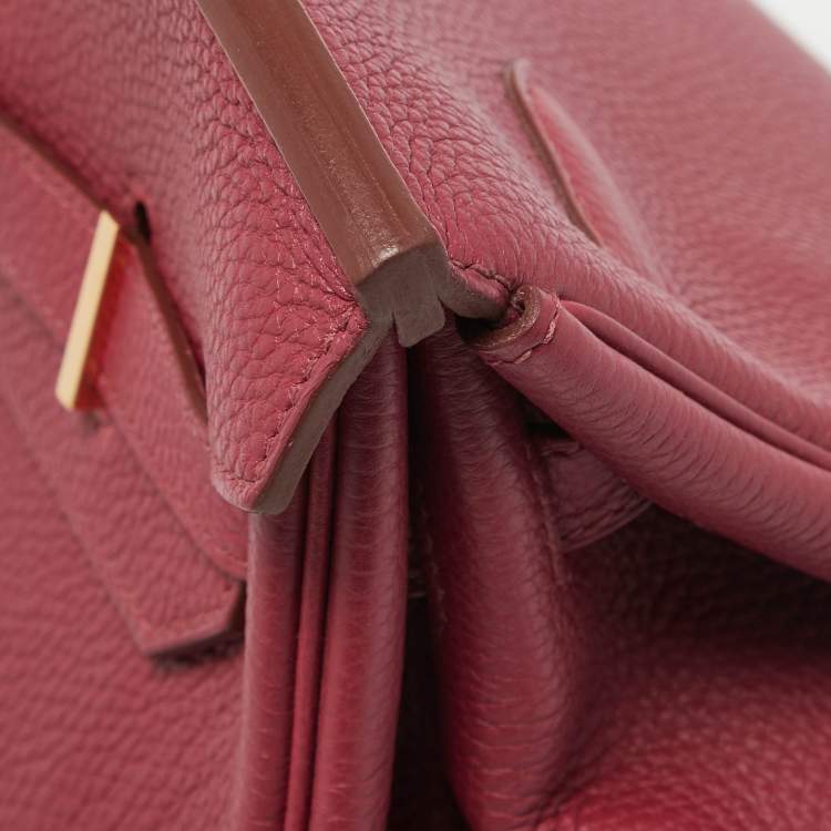 Pre Owned Hermes Rubis Togo Leather Gold Finish Birkin 35 Bag