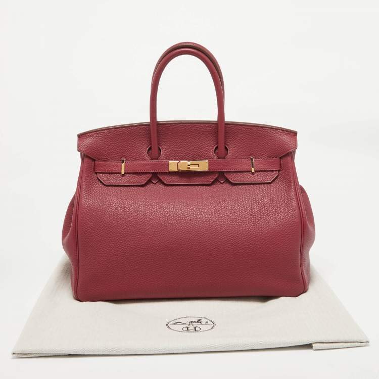 Pre Owned Hermes Rubis Togo Leather Gold Finish Birkin 35 Bag