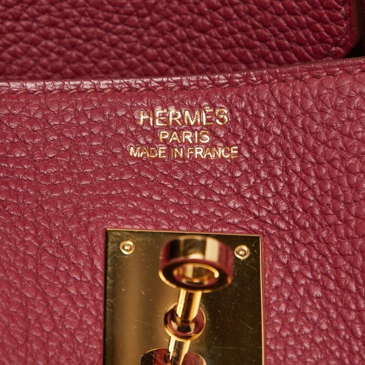Pre Owned Hermes Rubis Togo Leather Gold Finish Birkin 35 Bag