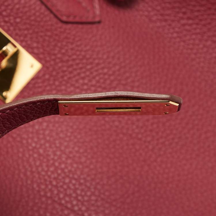 Pre Owned Hermes Rubis Togo Leather Gold Finish Birkin 35 Bag