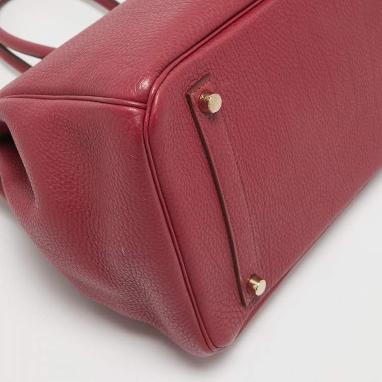 Pre Owned Hermes Rubis Togo Leather Gold Finish Birkin 35 Bag