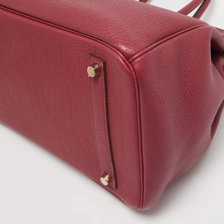 Pre Owned Hermes Rubis Togo Leather Gold Finish Birkin 35 Bag