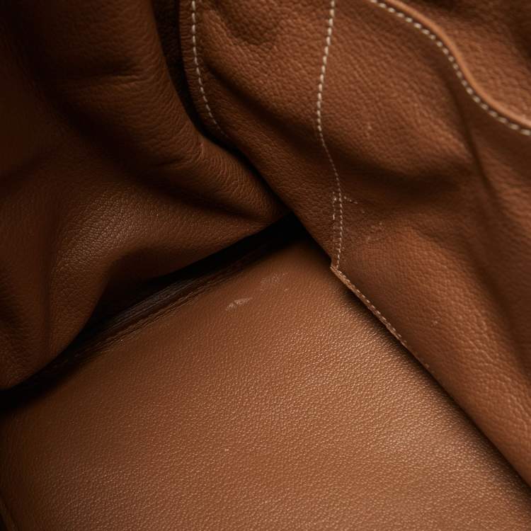 Pre Owned Hermes Gold Taurillon Clemence Leather Gold Finish Birkin 35 Bag