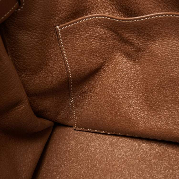 Pre Owned Hermes Gold Taurillon Clemence Leather Gold Finish Birkin 35 Bag