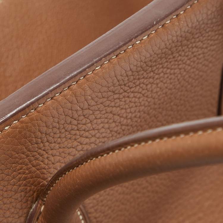 Pre Owned Hermes Gold Taurillon Clemence Leather Gold Finish Birkin 35 Bag