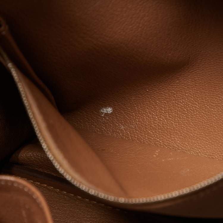 Pre Owned Hermes Gold Taurillon Clemence Leather Gold Finish Birkin 35 Bag