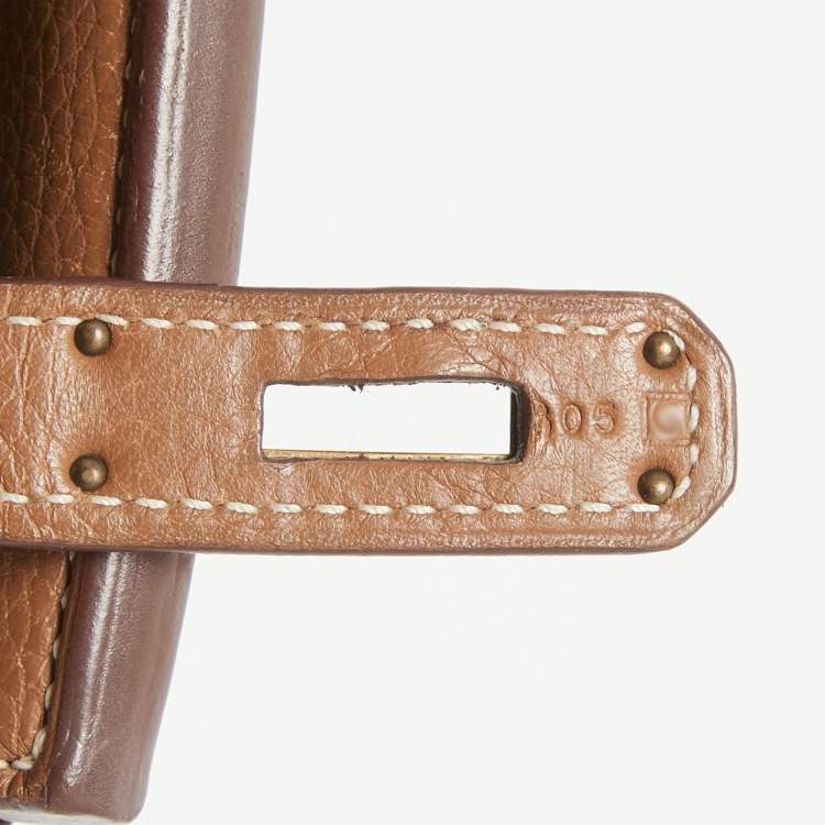 Pre Owned Hermes Gold Taurillon Clemence Leather Gold Finish Birkin 35 Bag