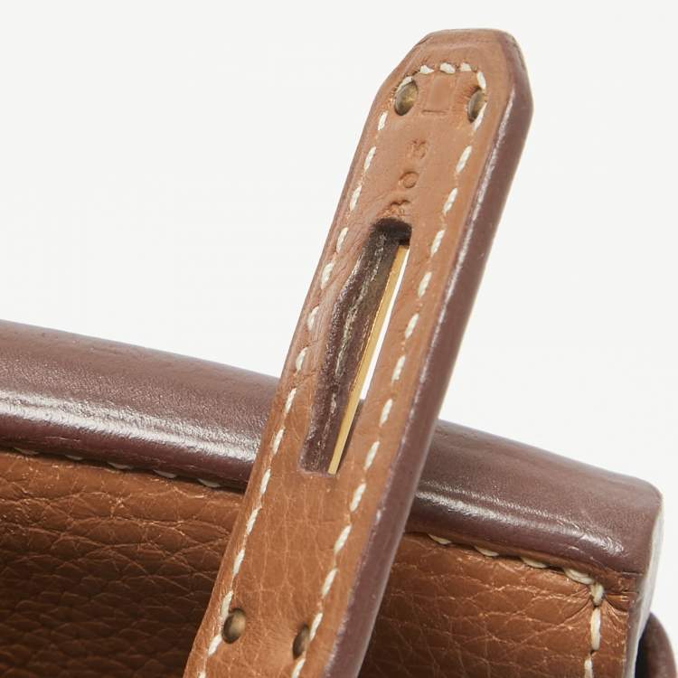 Pre Owned Hermes Gold Taurillon Clemence Leather Gold Finish Birkin 35 Bag