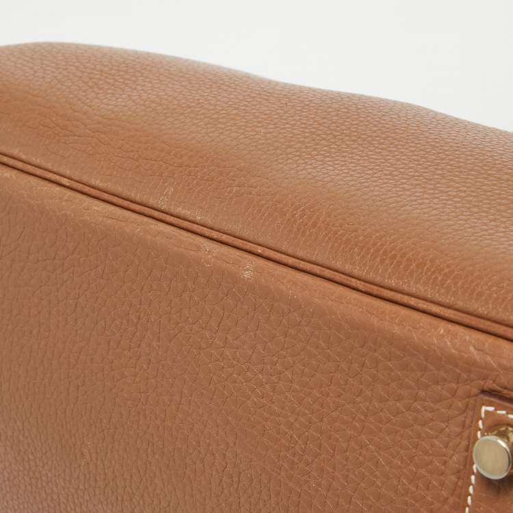 Pre Owned Hermes Gold Taurillon Clemence Leather Gold Finish Birkin 35 Bag