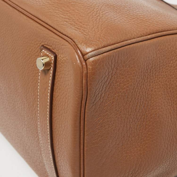 Pre Owned Hermes Gold Taurillon Clemence Leather Gold Finish Birkin 35 Bag