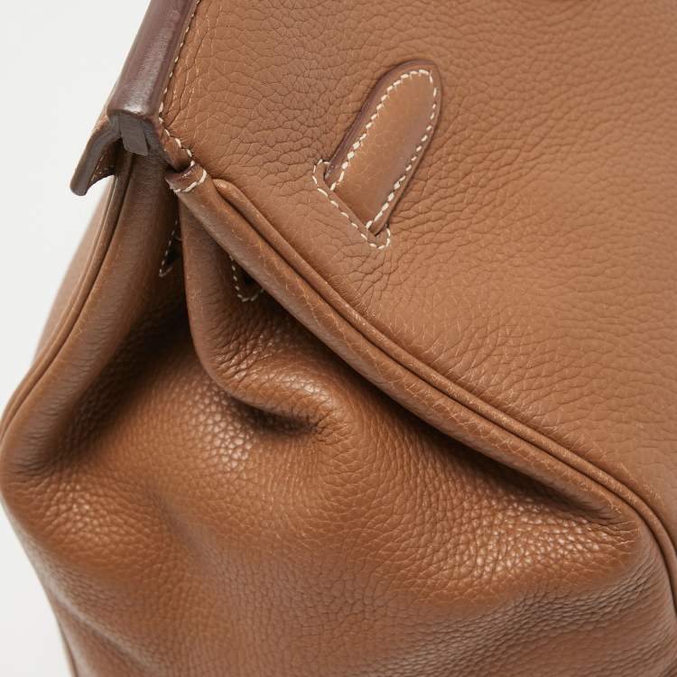 Pre Owned Hermes Gold Taurillon Clemence Leather Gold Finish Birkin 35 Bag