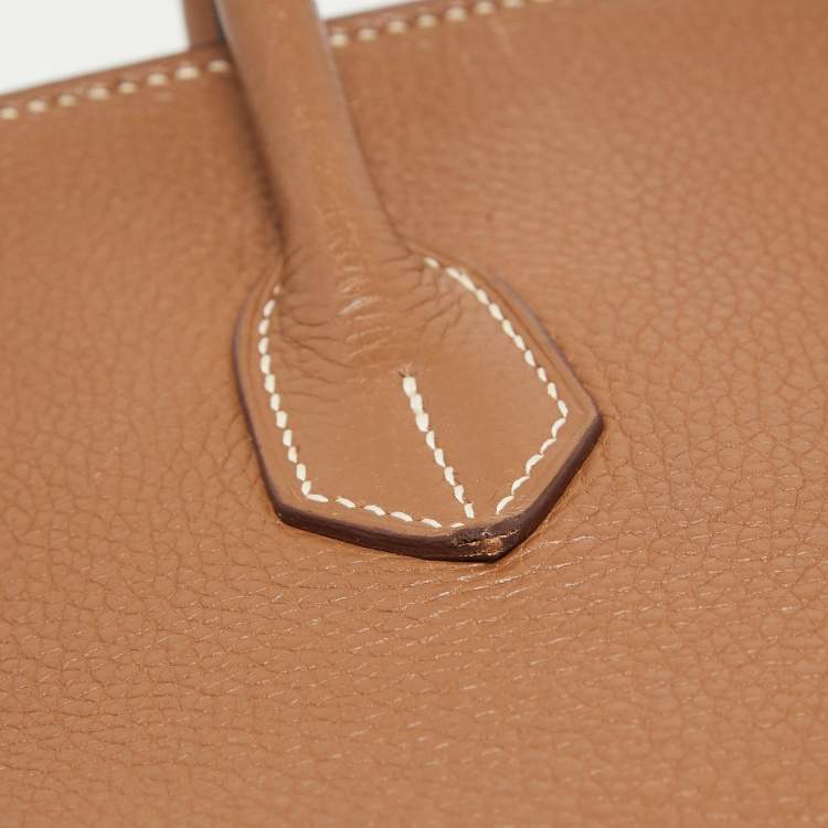 Pre Owned Hermes Gold Taurillon Clemence Leather Gold Finish Birkin 35 Bag