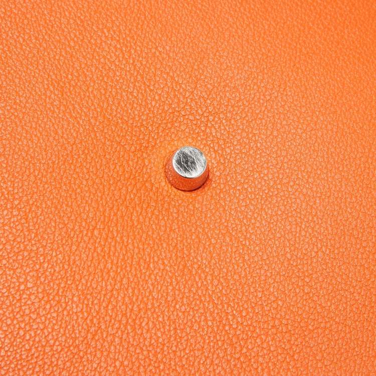 Pre Owned Hermes Orange Evercolor Leather Palladium Finish Lindy 30 Bag