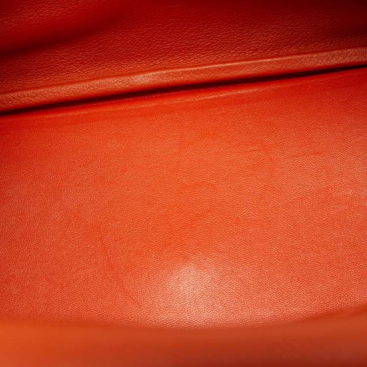 Pre Owned Hermes Orange Evercolor Leather Palladium Finish Lindy 30 Bag