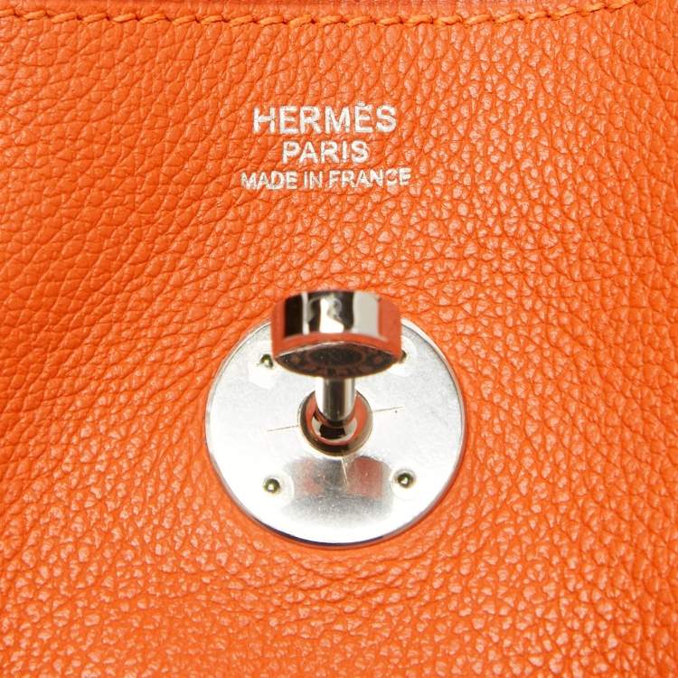 Pre Owned Hermes Orange Evercolor Leather Palladium Finish Lindy 30 Bag
