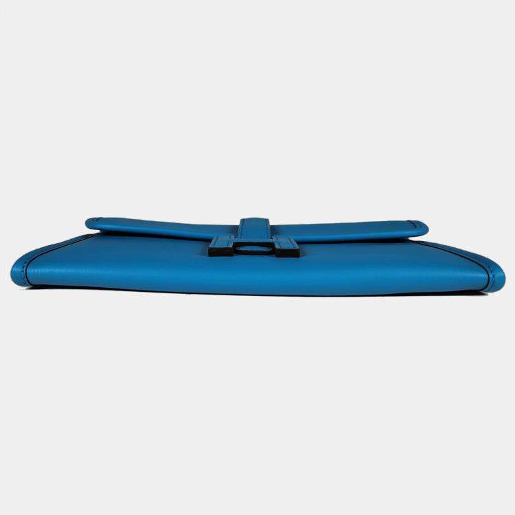 Pre Owned Hermes Bleu Zanzibar Swift Jige Duo wallet PHW