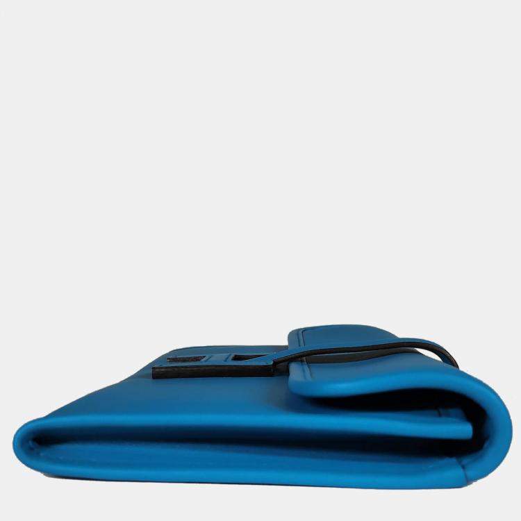 Pre Owned Hermes Bleu Zanzibar Swift Jige Duo wallet PHW