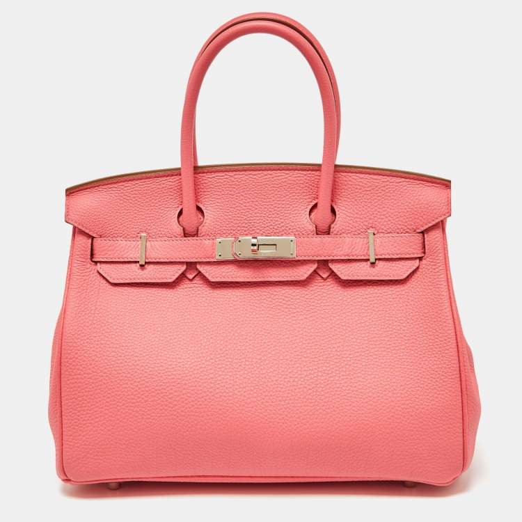 Pre Owned Hermès Rose Lipstick Togo Leather Palladium Hardware Birkin 30 Bag