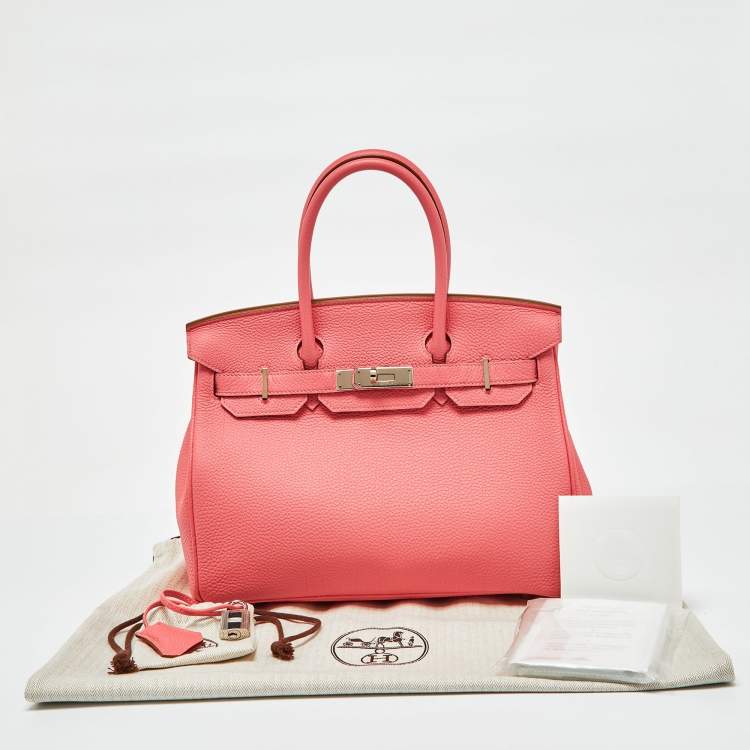 Pre Owned Hermès Rose Lipstick Togo Leather Palladium Hardware Birkin 30 Bag