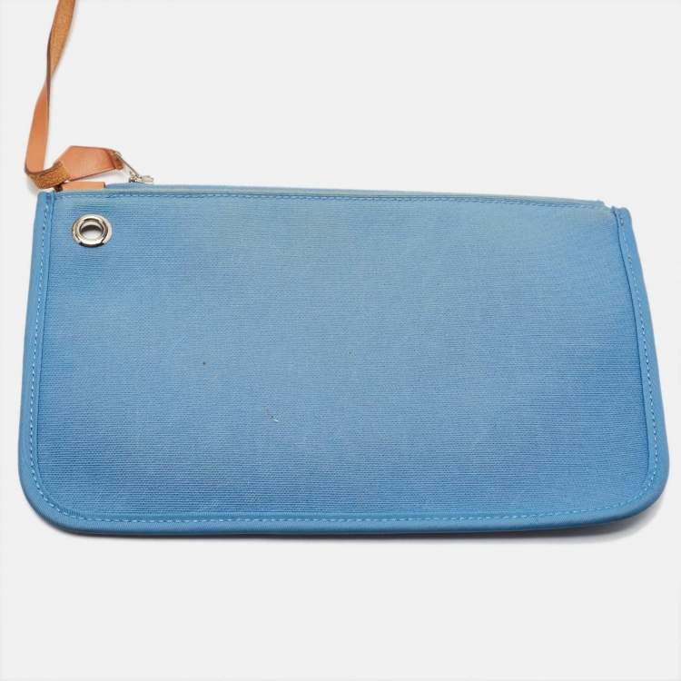 Pre Owned Hermes Bleu Izmir/Natural Toile and Vache Hunter Herbag Zip 31 Bag