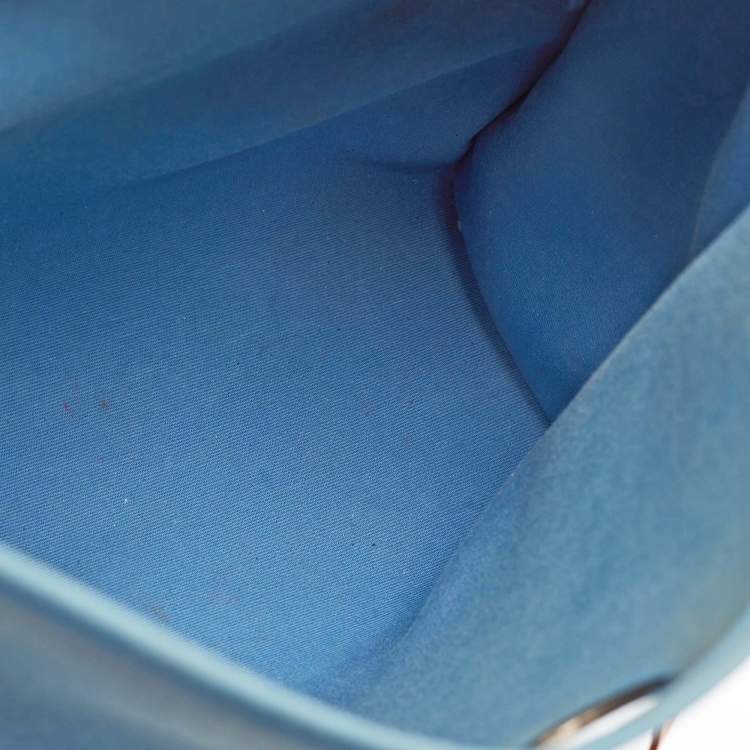Pre Owned Hermes Bleu Izmir/Natural Toile and Vache Hunter Herbag Zip 31 Bag