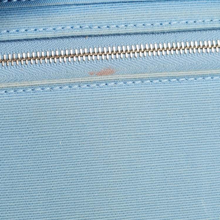 Pre Owned Hermes Bleu Izmir/Natural Toile and Vache Hunter Herbag Zip 31 Bag