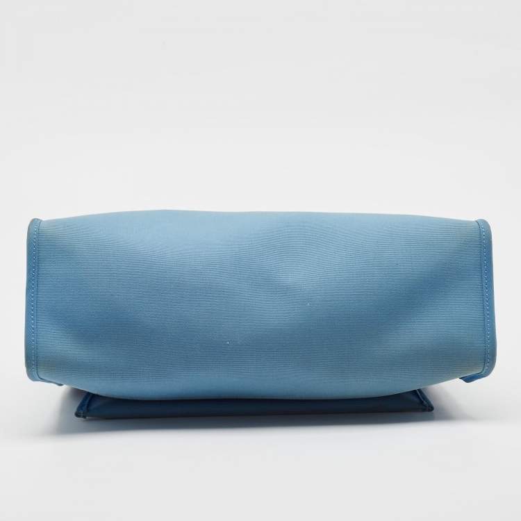 Pre Owned Hermes Bleu Izmir/Natural Toile and Vache Hunter Herbag Zip 31 Bag