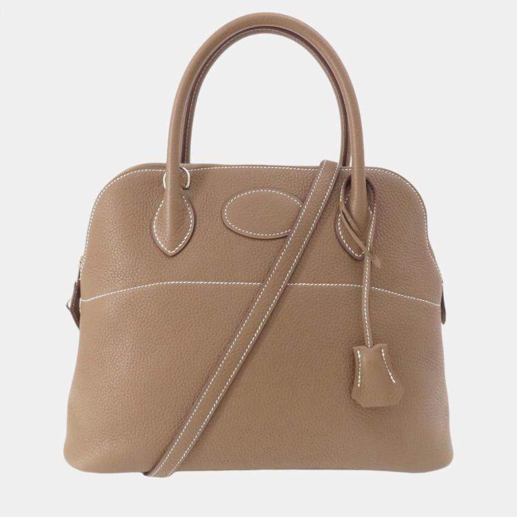 Pre Owned Hermes Taurillon Bolide 31 Etoupe Handbag