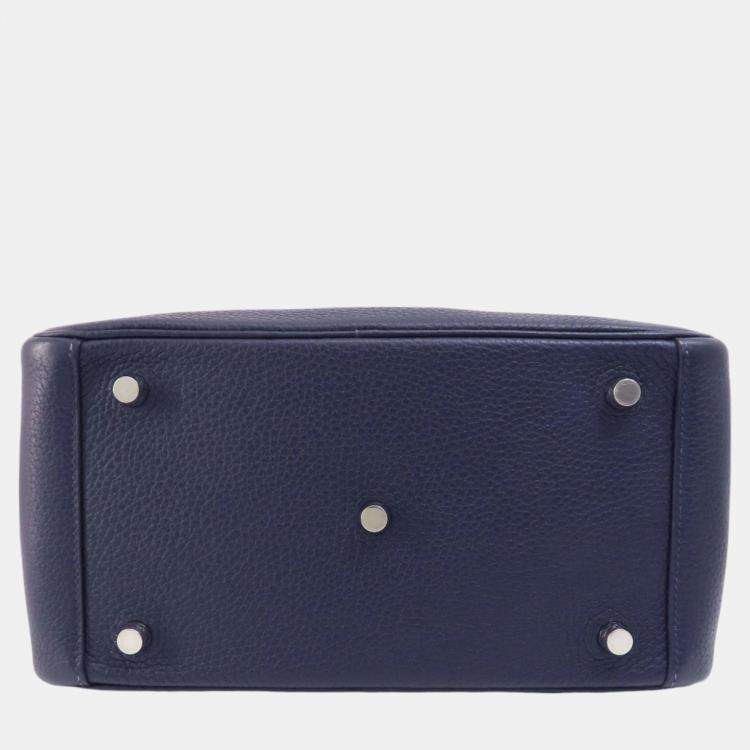 Pre Owned Hermes Taurillon Lindy 26 Blue Nuit Handbag