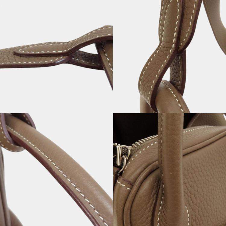 Pre Owned Hermes Taurillon Lindy 30 Etoupe Handbag