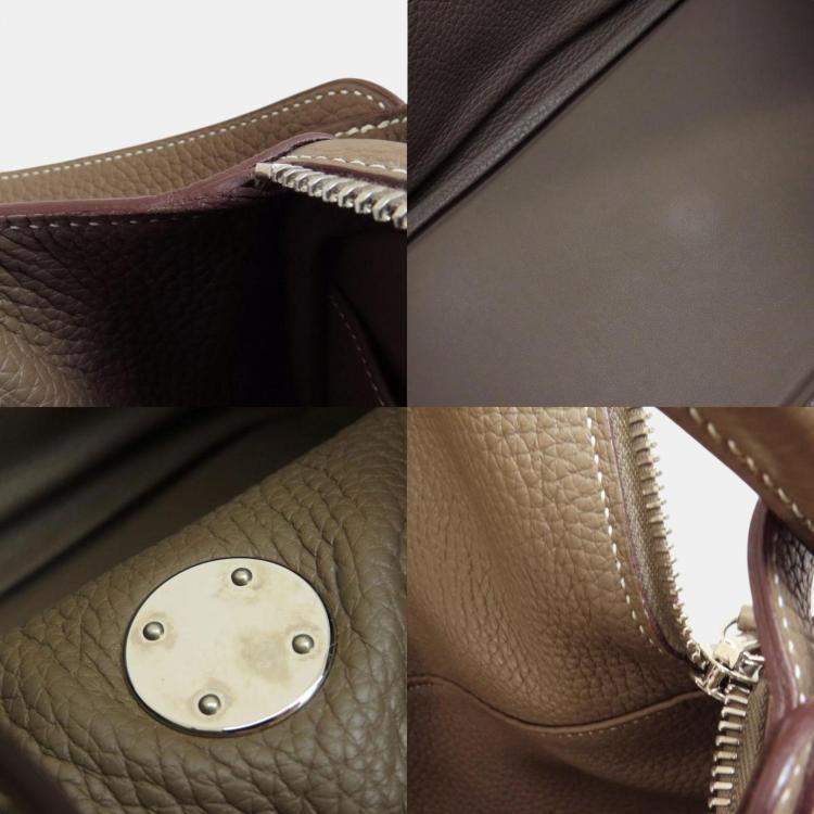 Pre Owned Hermes Taurillon Lindy 30 Etoupe Handbag