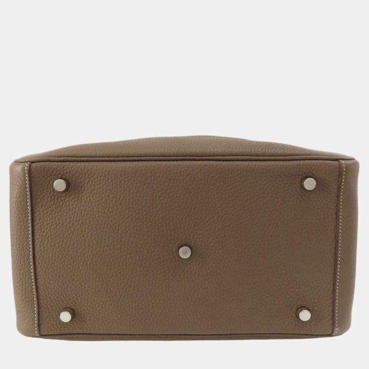 Pre Owned Hermes Taurillon Lindy 30 Etoupe Handbag