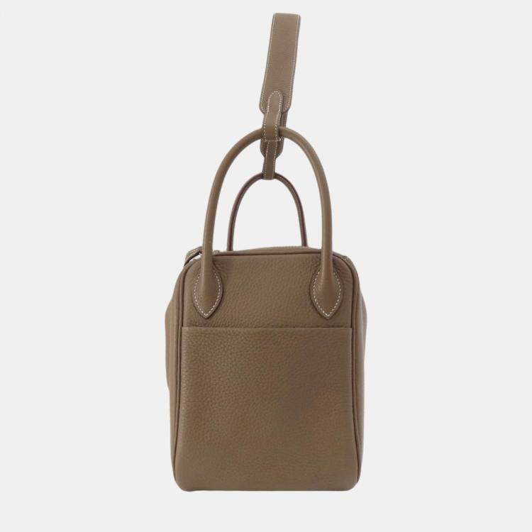 Pre Owned Hermes Taurillon Lindy 30 Etoupe Handbag