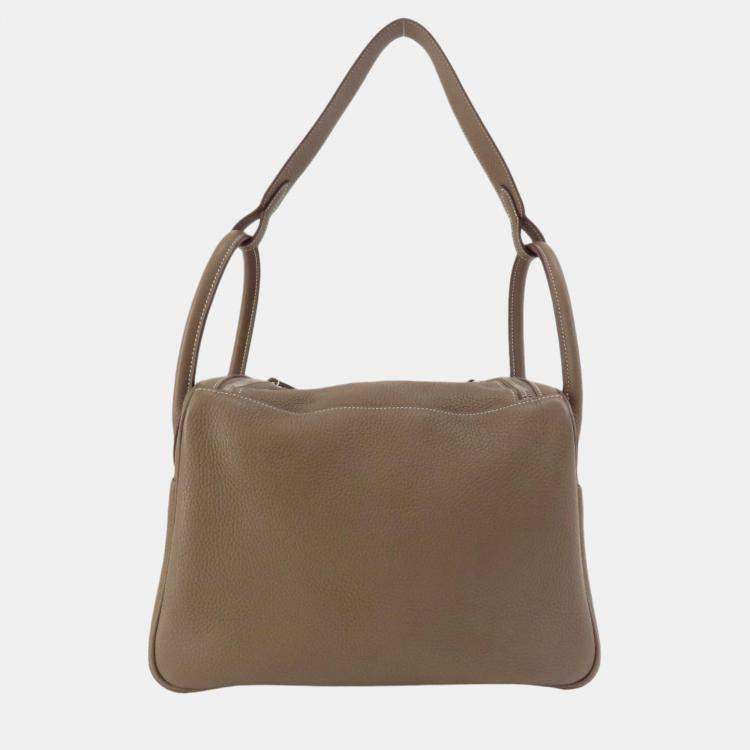 Pre Owned Hermes Taurillon Lindy 30 Etoupe Handbag