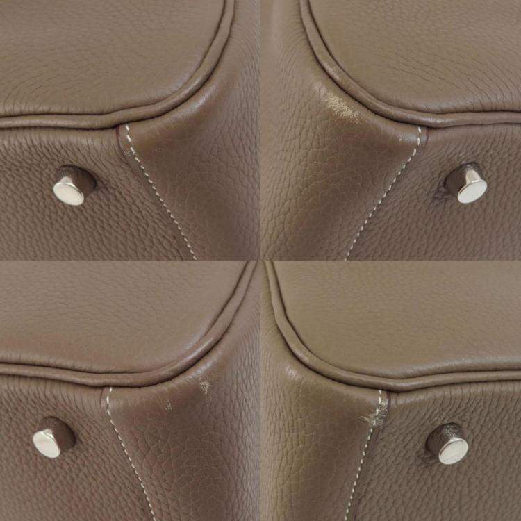 Pre Owned Hermes Taurillon Lindy 30 Etoupe Handbag