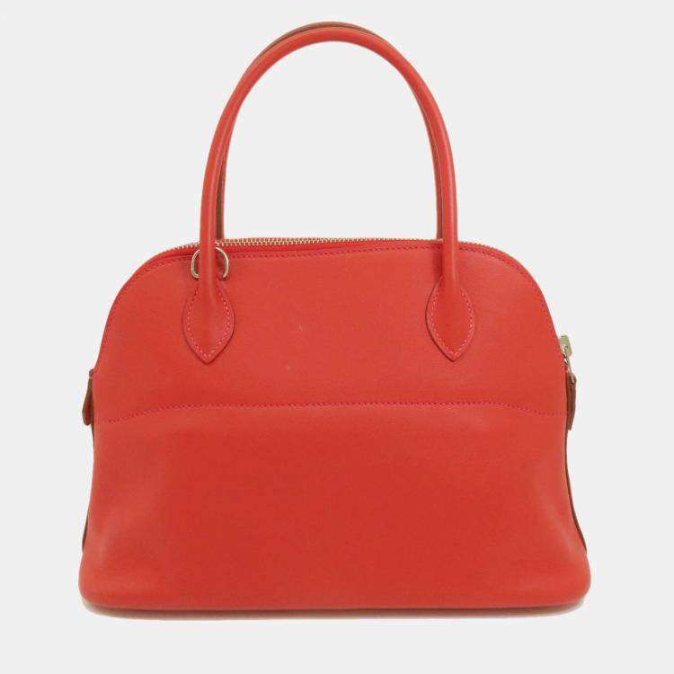Pre Owned Hermes Red Swift Bolide 27 Handbag