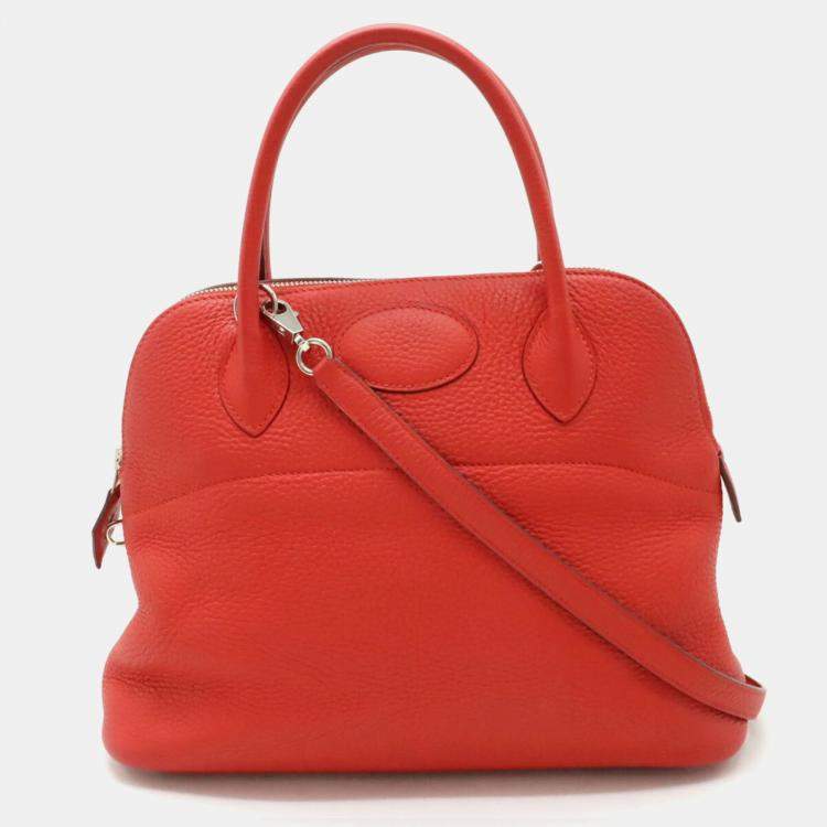 Hermes Rouge Tomato Red Taurillon Clemence Leather Bolide 31 Handbag