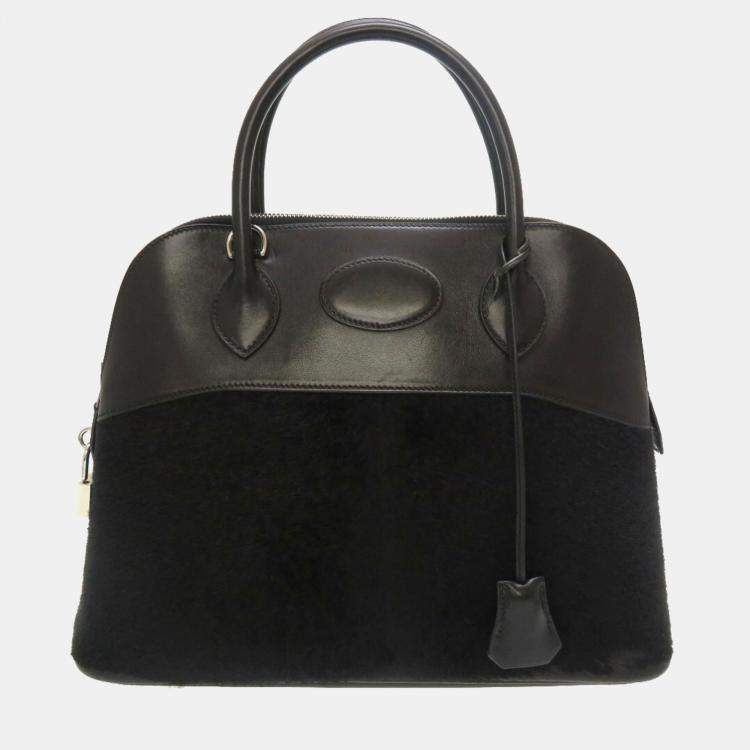 Hermes Black Votroika Box Calf Bolide 31 Handbag