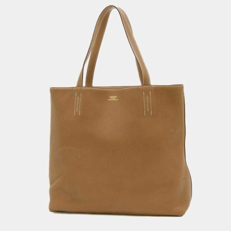 Hermes Arzan Tabac Camel Taurillon Double Sens 36 Reversible Tote Bag