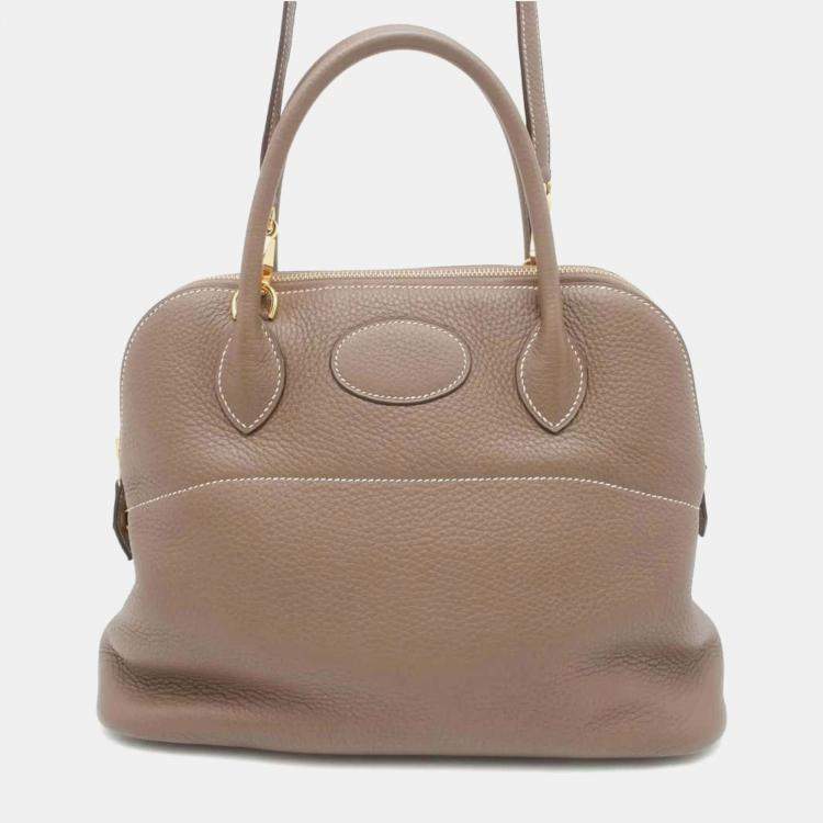 Hermes Etoupe Taurillon Clemence Bolide 31 Handbag