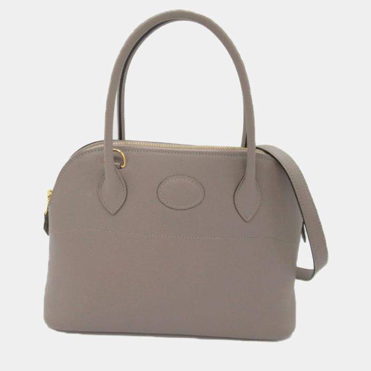 Hermes Grey Leather Epsom Bolide 27 Handbag