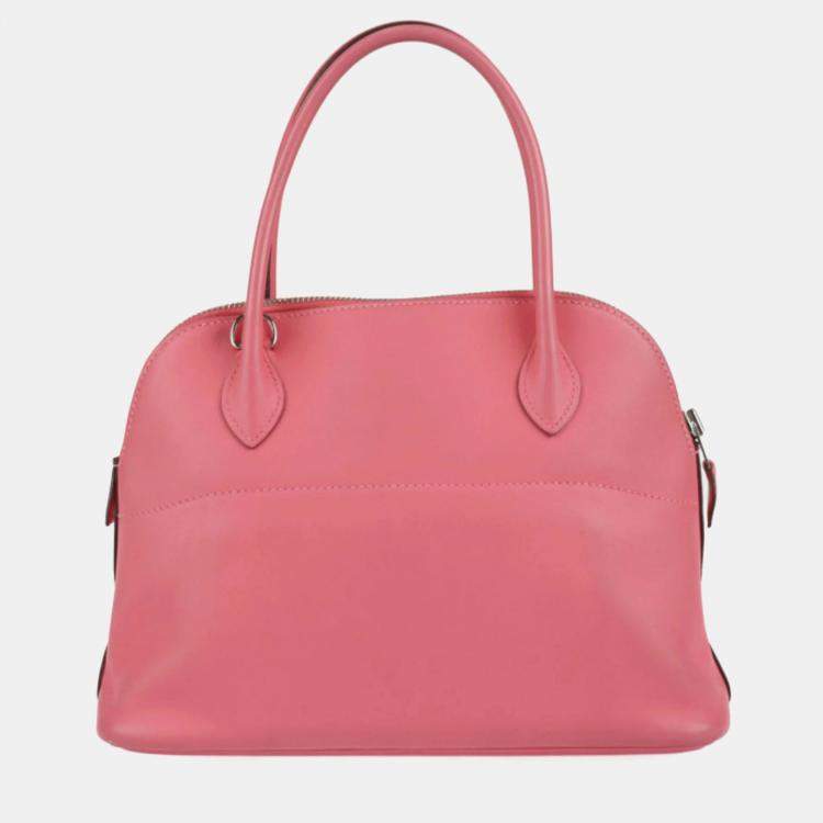 Pre Owned Hermes Rose Azare Vaux Swift Bolide 27 Handbag