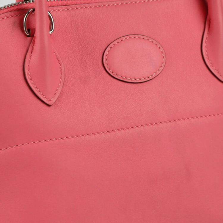 Pre Owned Hermes Rose Azare Vaux Swift Bolide 27 Handbag