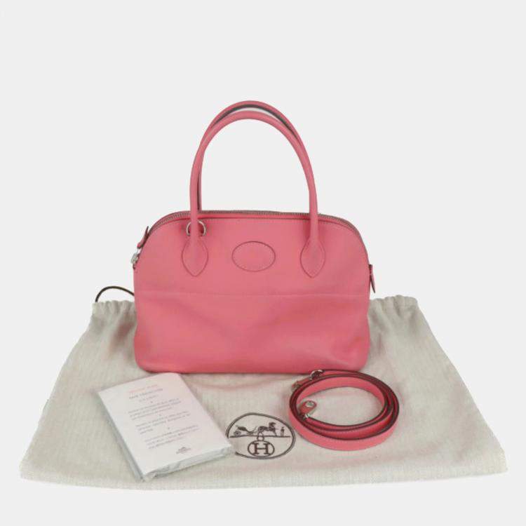 Pre Owned Hermes Rose Azare Vaux Swift Bolide 27 Handbag