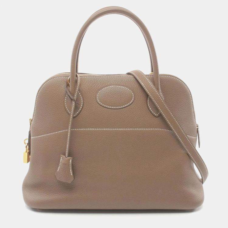 Hermes Brown Taurillon Clemence Bolide 31 Handbag