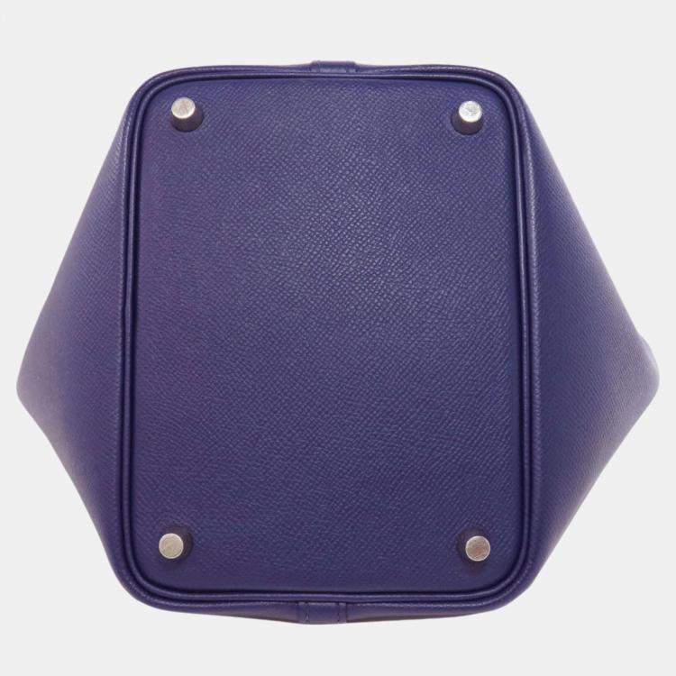 Pre Owned Hermes Blue Ankle Tracesage Epson Picotin Lock 18 Handbag