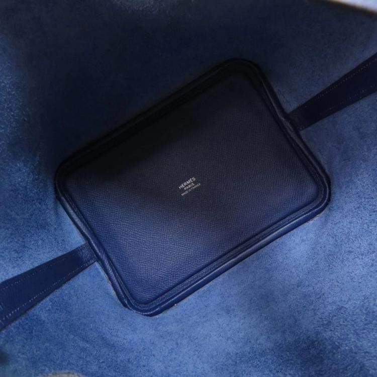 Pre Owned Hermes Blue Ankle Tracesage Epson Picotin Lock 18 Handbag