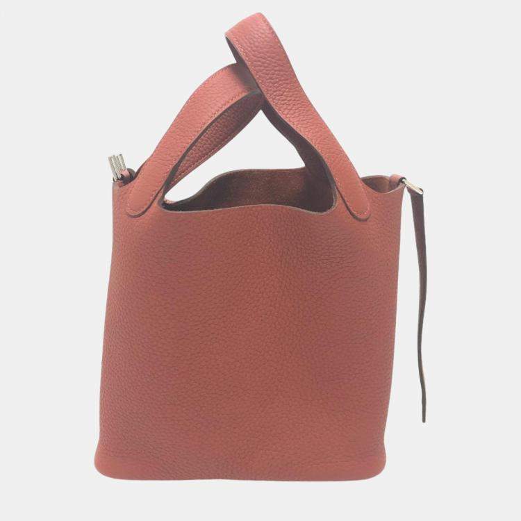 Pre Owned Hermes Rouge Ash Red Taurillon Clemence Picotin Lock 18 Handbag