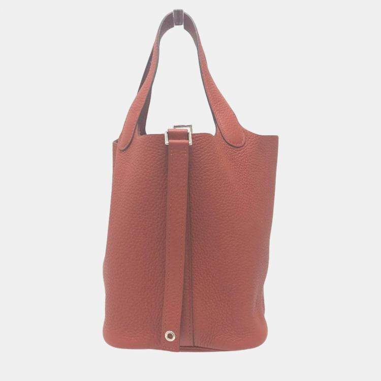 Pre Owned Hermes Rouge Ash Red Taurillon Clemence Picotin Lock 18 Handbag