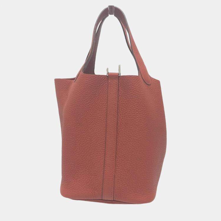 Pre Owned Hermes Rouge Ash Red Taurillon Clemence Picotin Lock 18 Handbag